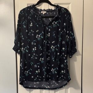 NUCO Dark Blue Floral Blouse